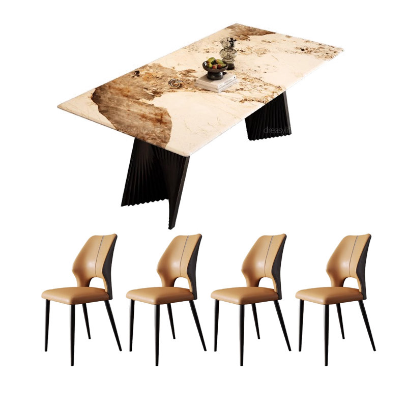 Table et chaise de salle à manger simple et luxueuse, H 29,5 po x L 70,8 po x l 35,4 po