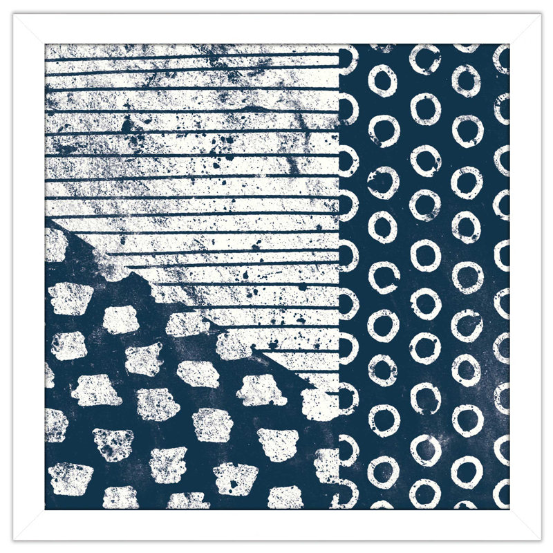 «Mark Make Tile IV», reproduction de peinture acrylique, H 21,5 po x l 21,5 po x P 0,75 po, Cadre blanc