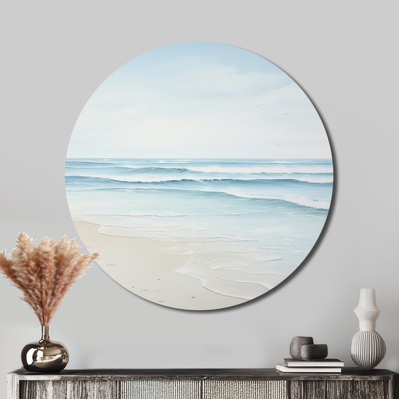 Mariani Beach Photo Tranquil Waters I - art en métal rond côtier, H 36 po x l 36 po x P 1 po