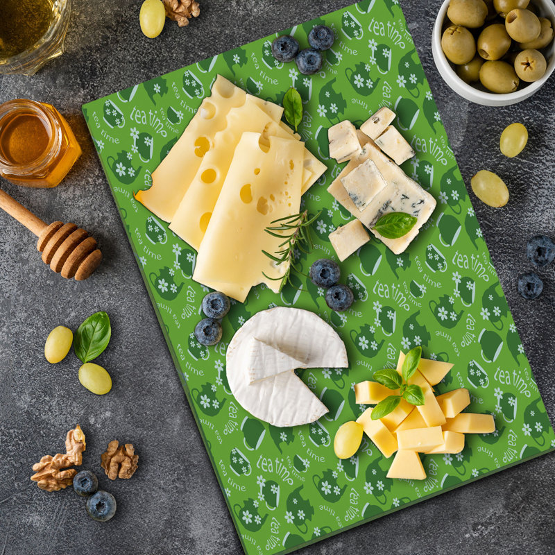 Planche à découper Ambesonne Tea Party grande taille Tea Time Daisy Blooms vert lime vert foncé