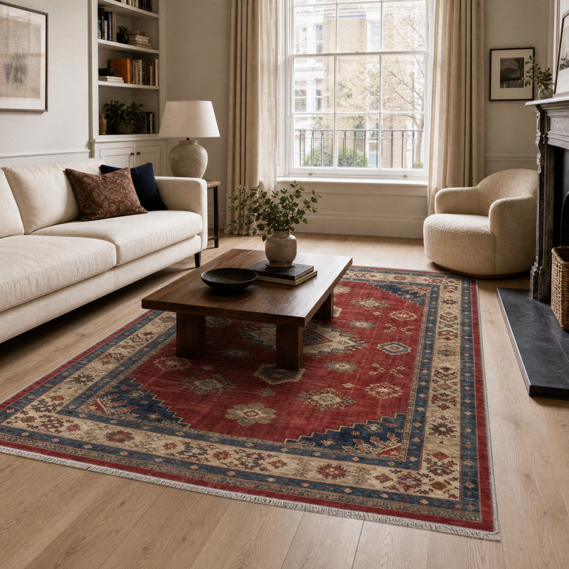 Vintage Look Cotton and Chenille Flatweave Area Rug, 200 cm round