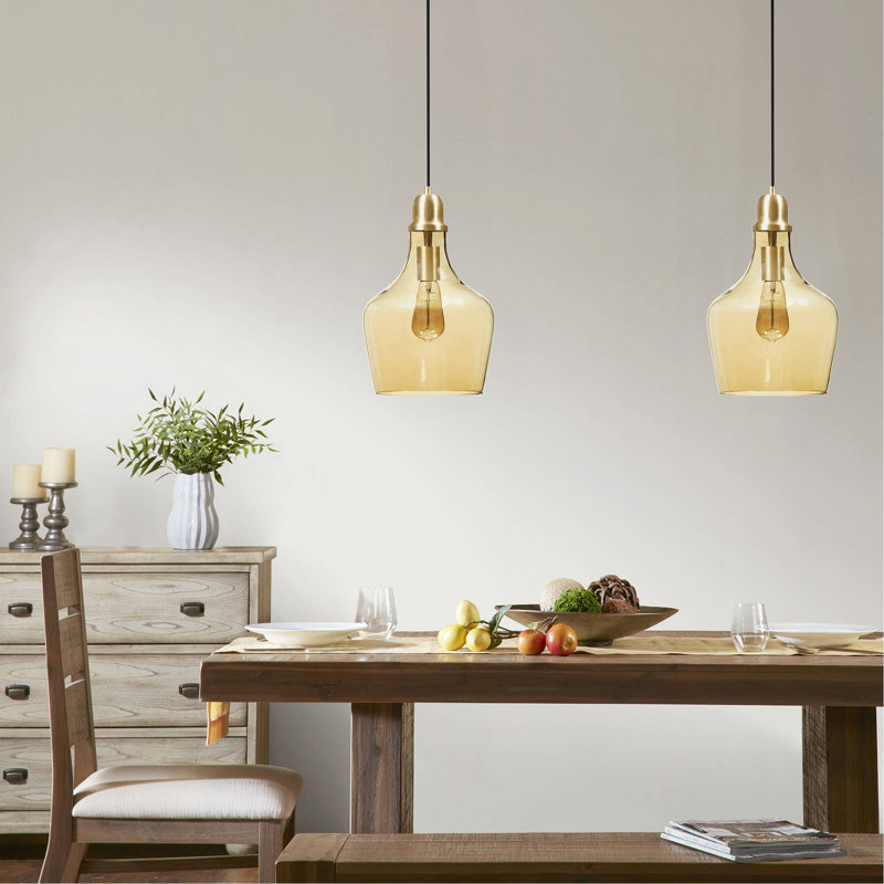 Luminaire suspendu en forme de cloche Auburn, Jaune, H 95,5 po x l 9 po x P 9 po
