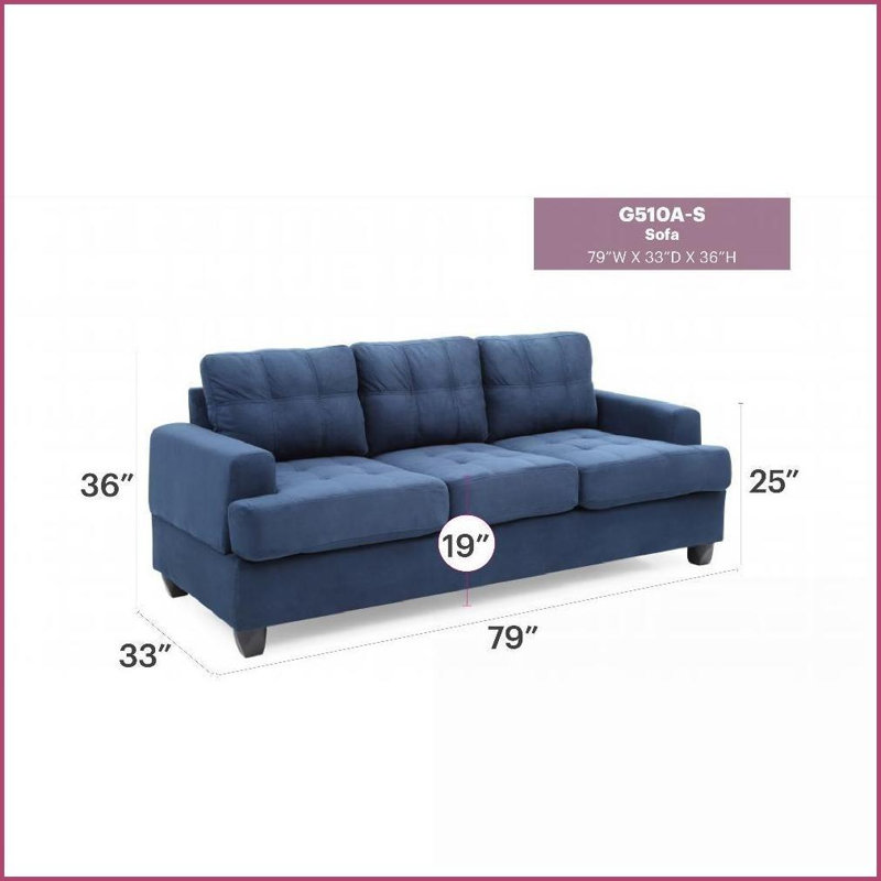 Canapé transitionnel en micro suède bleu marine - Livraison facile pour les appartements Sous-sols | Bleu marine | Microfibre / microsuède | Bois