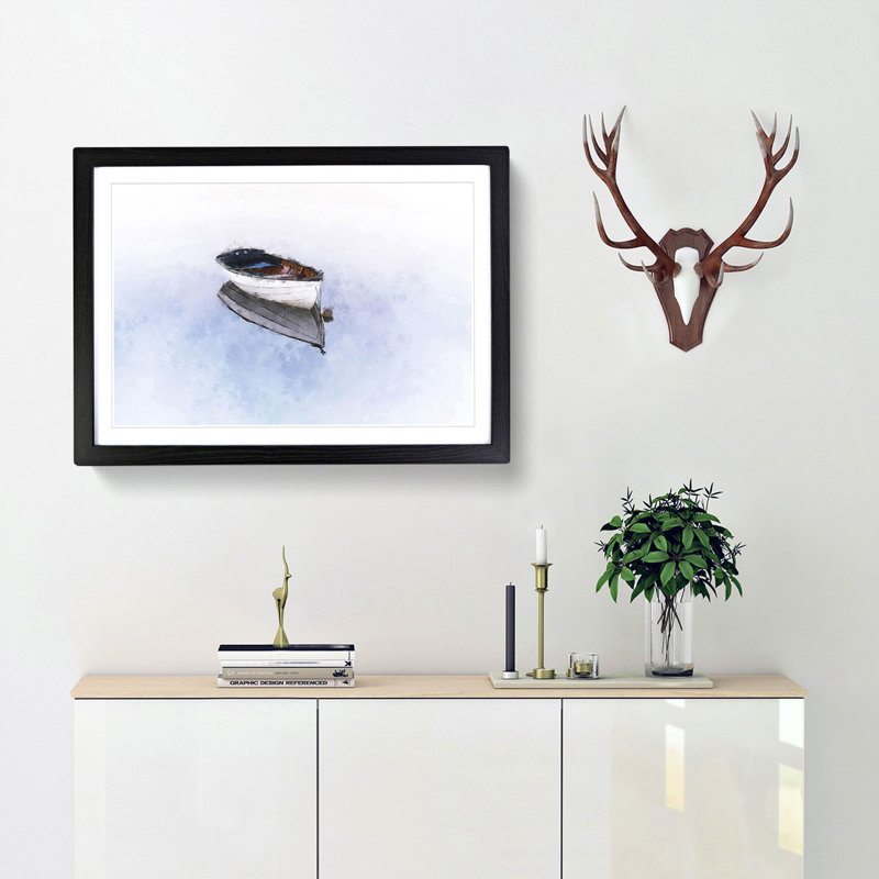 Reflection of a Boat - Framed Print, Black Framed, 45cm H x 63cm W x 2cm D