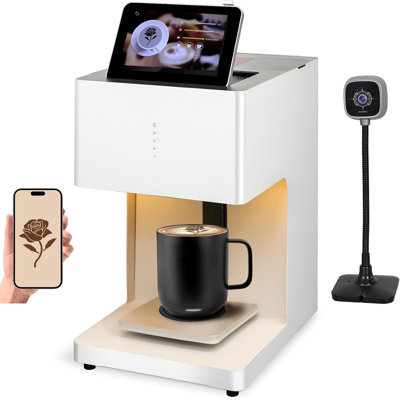 Wishilo Portable Auto Coffee Latte Art Maker, Coffee Printer, Smart Food Printer,  600DPI, WiFi, Selfie DIY Custom Designs, Prints on Coffee / Beverage Foam & Desserts for Party Weddings Christmas Cafes Offices Hotels