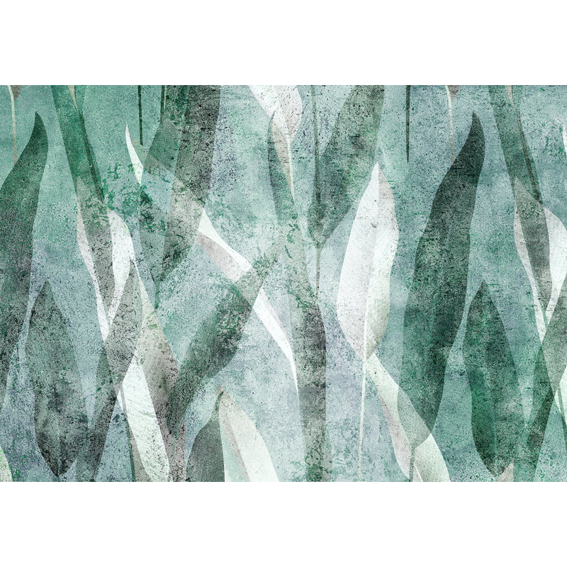 Papier peint botanique - Plantes rétro abstraites, L 110 po x l 157 po