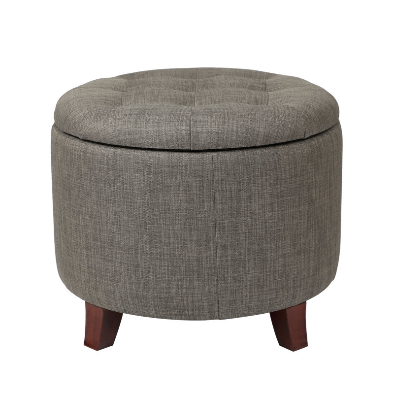 Upholstered Ottoman, Gray Linen Blend