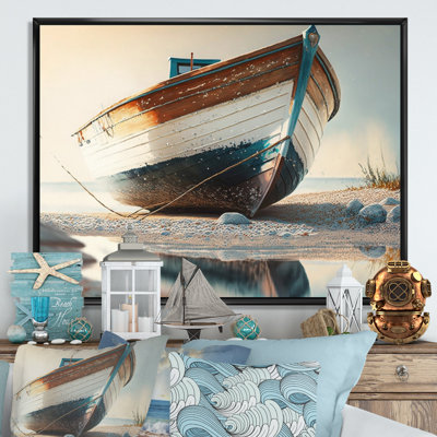 Boat On Shore I - Coastal Boat Canvas Print