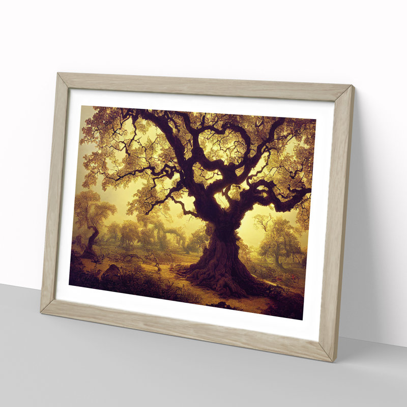 Angelical Oak Tree - Single Picture Frame Print, 25cm H x 34cm W x 2cm D, Oak Framed