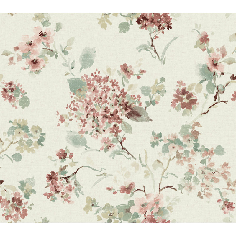 Papier peint à fleurs Veiled Garden Rose, Rouge