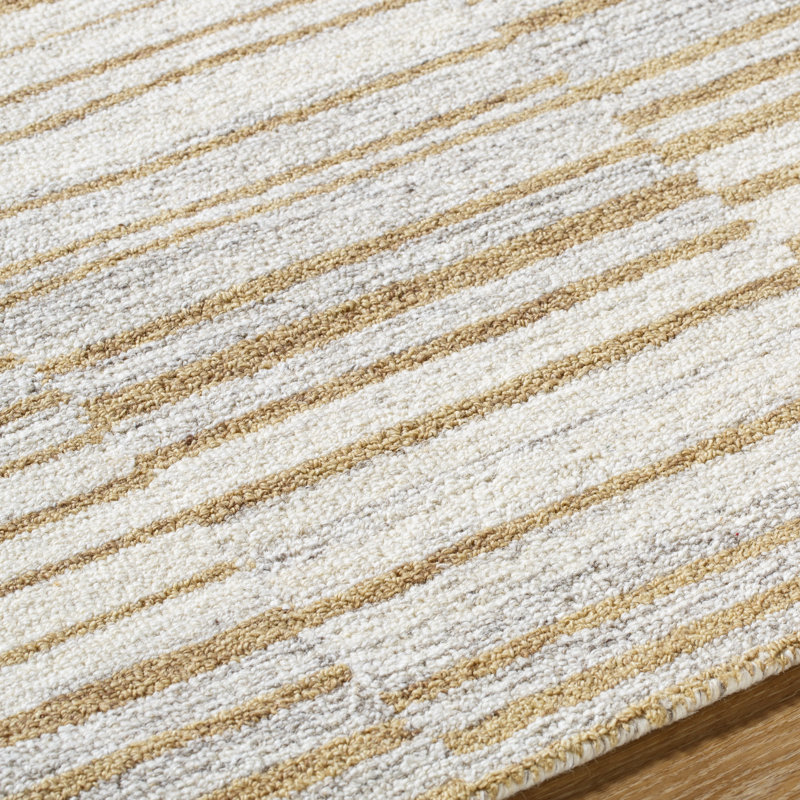 Abdalmalik Hand Tufted Wool Striped Indoor Rug, Rectangle 2' x 3'