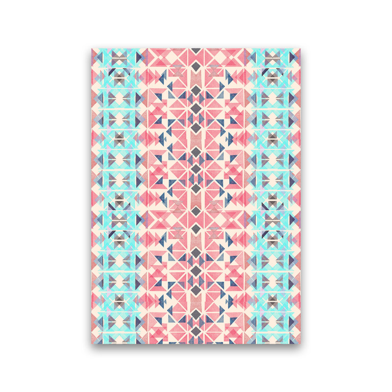 Boho Nomadic Tribal Coral Pastel - Print, 42cm H x 29.7cm W x 4cm D, No Framed
