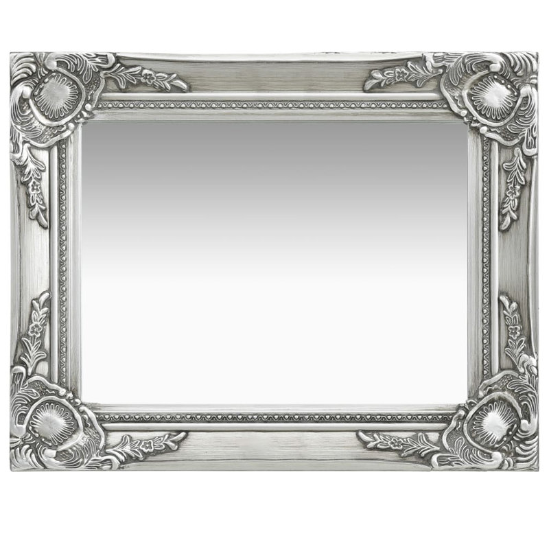 Ginsberg Wood Square Wall Mirror, Silver, 60cm H x 40cm W