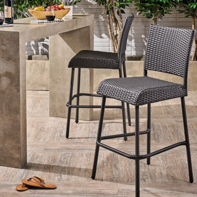 29" Armless Grey Pe For Patio Entertainment Time Period, Long - Lasting Finish, Comfortable Curved Seating Event Function, Woven Slight Curve Comfort
