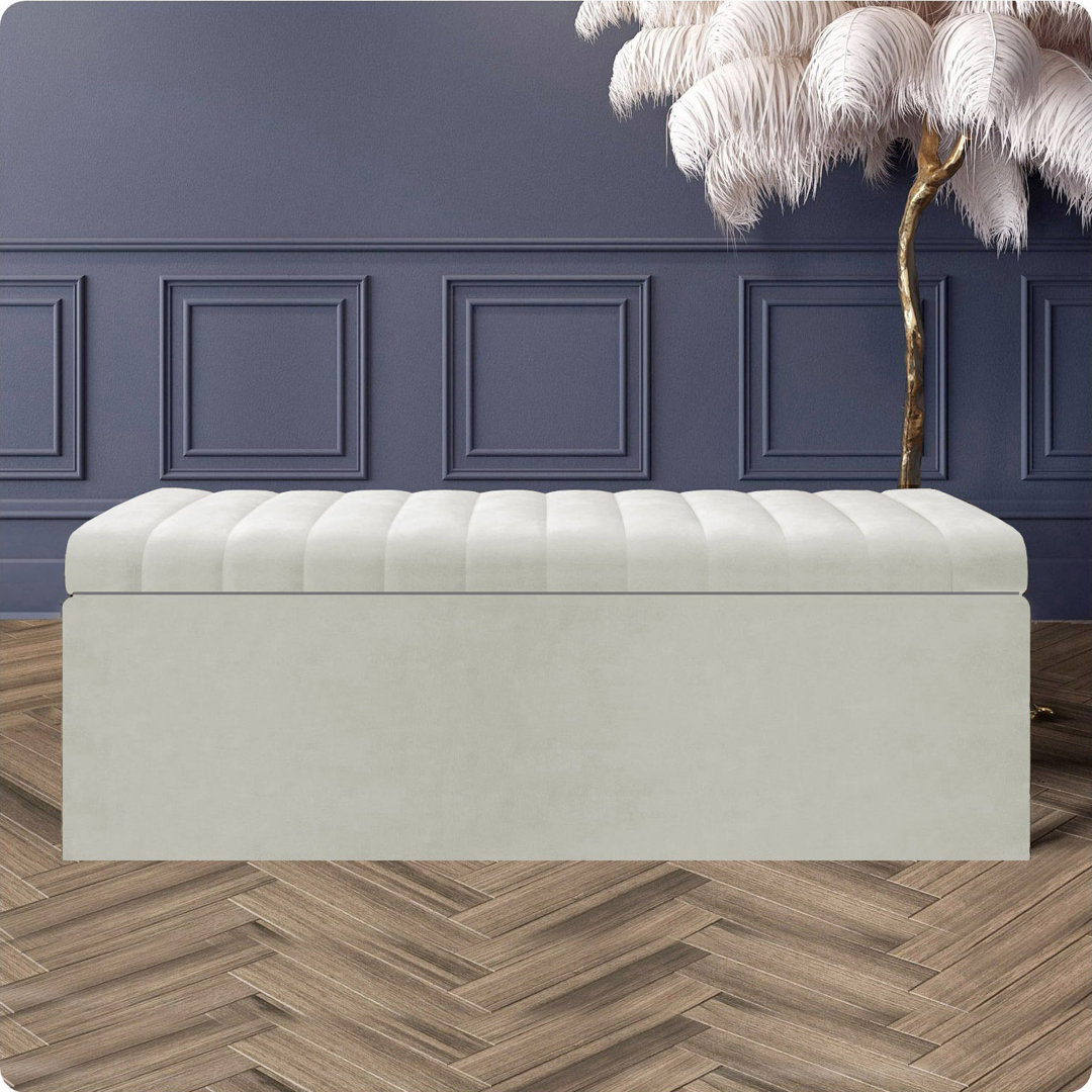 Safar Wide Velvet Rectangle Solid Color Standard Ottoman Box with Storage