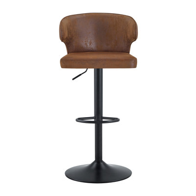 Modern rotating adjustable bar chair, suede with backrest swivel chair, suitable for kitchen bar and dining room, height adjustable, load-bearing up to 300 pounds (brown -4 pieces)