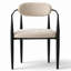 Ensemble de 6 chaises de salle à manger rembourrées en chenille, avec dossier incurvé et structure en métal.-134081348