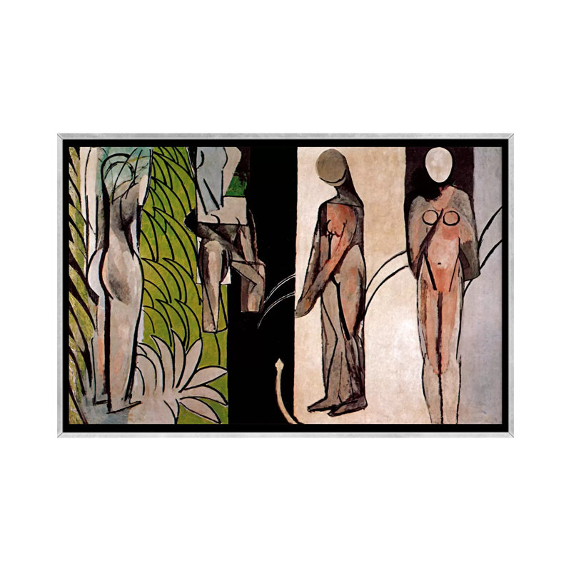 «Bathers by a River» par Henri Matisse - reproduction, H 18 po x l 26 po x P 1,5 po, Toile avec cadre argenté