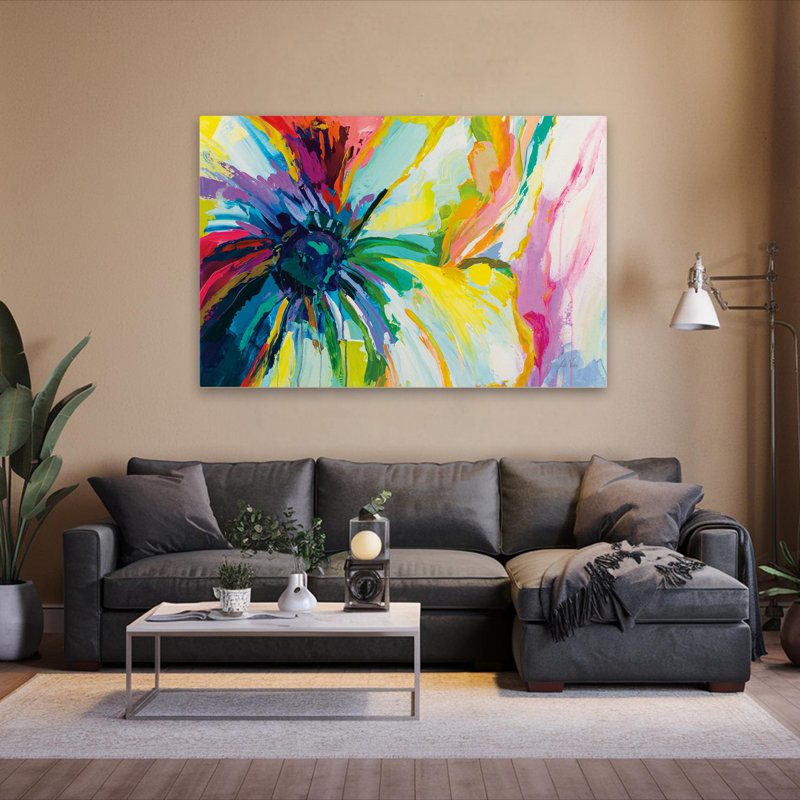 Art abstrait abstrait et turquoise Winsome, H 40 po x l 60 po