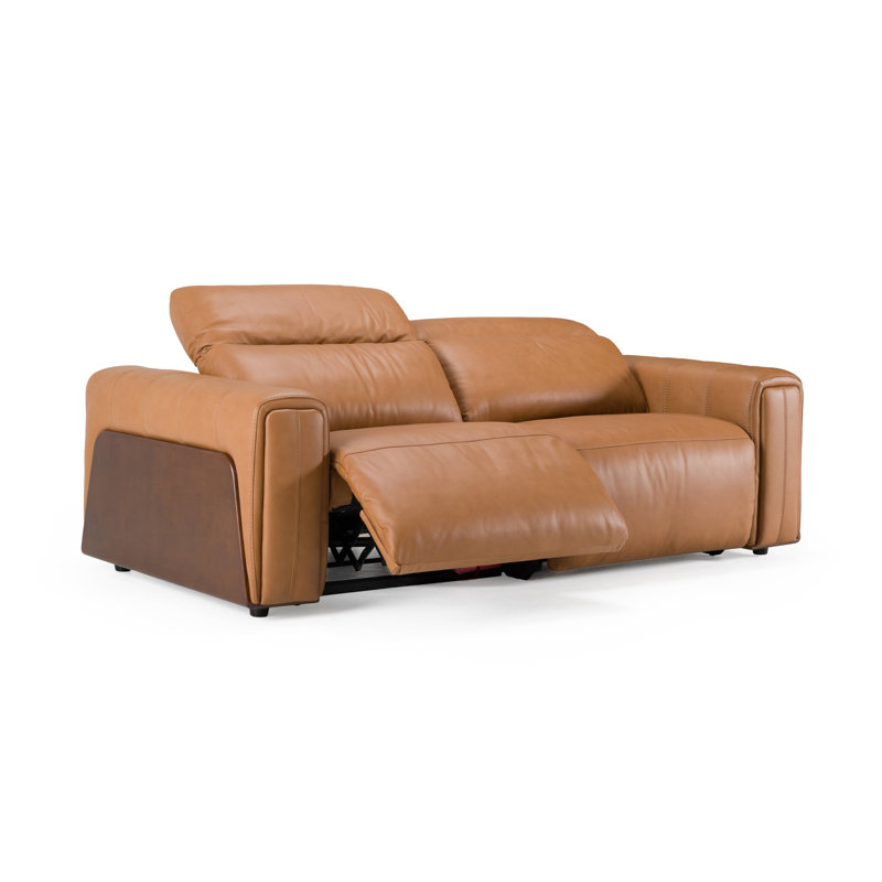 Sandstone - Modern Brown Leather Sofa W/ 2 Electric Recliners