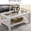 Table basse Style, 39,25 po x 21,75 po, chêne blanc avec plateau en verre trempé et rangement pour tablette de salon, Living