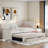 Upholstered Daybed With Trundle, Three Drawers And Vertical Striped Design-631760013-631760011