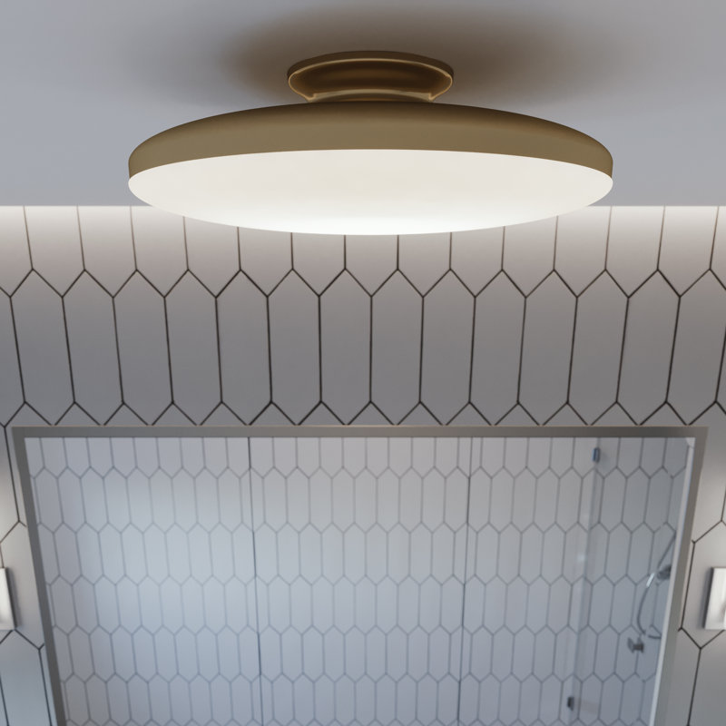 Plafonnier encastré 1 lumière DEL Aiyden, H 4,38 po x l 15 po x P 15 po, Laiton satiné
