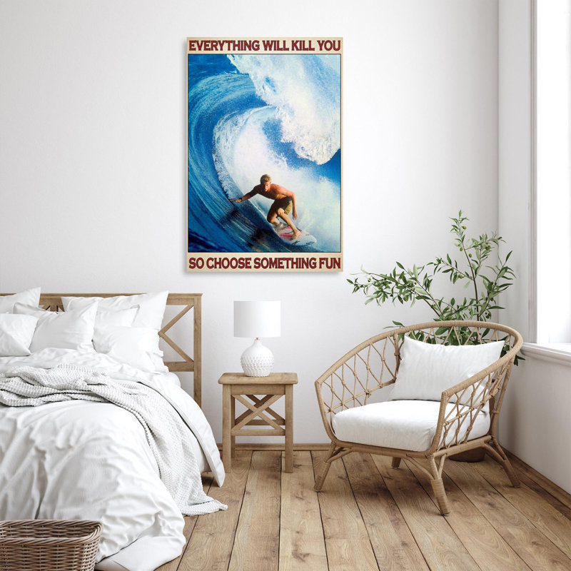 Surfing Choose Something Fun - 1 Piece Rectangle Graphic Art Print On Wrapped Canvas, L 16 po x H 20 po