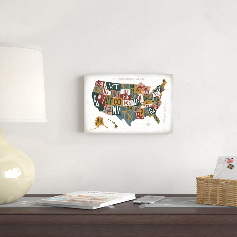 Impression sur toile tendue, "typographie des États-Unis" par Michael Mullan, H 8 po x l 12 po