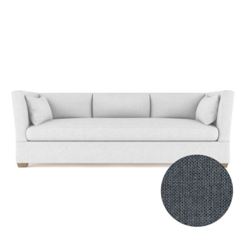 Canapé Rivington, H 31 po x l 108 po x P 37 po, Lin à tissage de galets Bluebell, Patiné