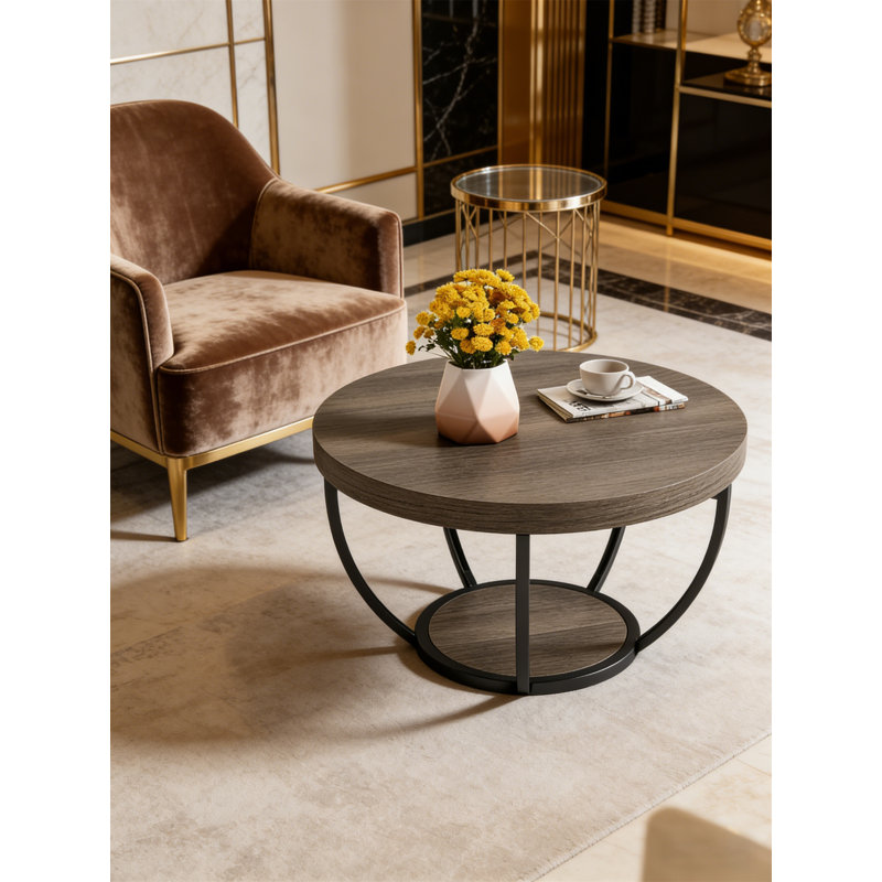 Table basse ronde à 2 niveaux, Gris