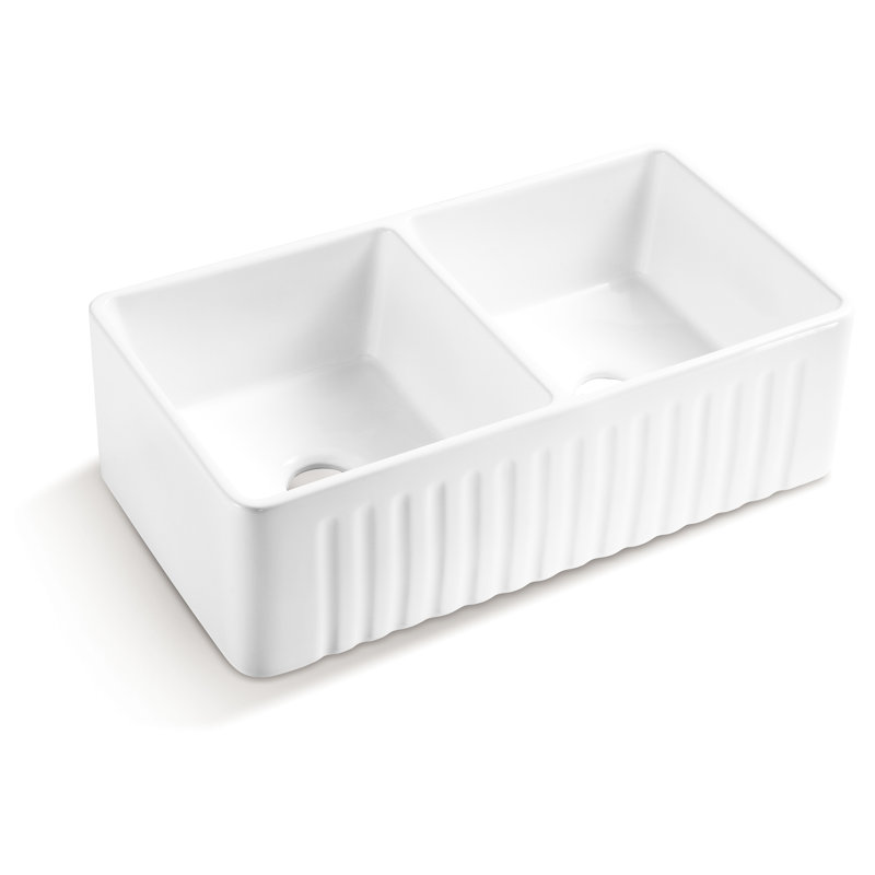 Évier de cuisine en céramique blanche Style - 18 po x 10 po x 33 po, 93 lb, sous comptoir, glacis ultrabrillant, approuvé, tablier antirouille et antidérapant 33 po x 18 po x 10 po, surface pour teinture et rouille