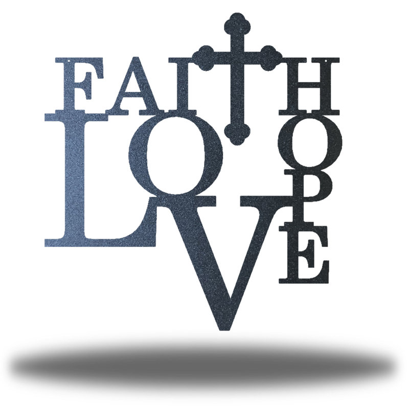 Art mural Faith Hope Love, Noir, H 36 po x l 36 po x P 0,6 po