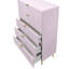 Commode à finition brillante rose Gaines avec tiroirs spacieux, parfaite pour les solutions de rangement modernes et élégantes.