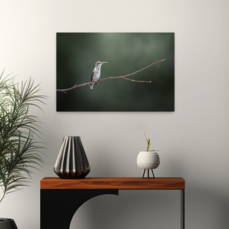Ruby-Throated Hummingbird Perched Delicate Peaceful Serene Hummingbird Bird Nature Wildlife Wall Art Print by Atul Saluja - Print