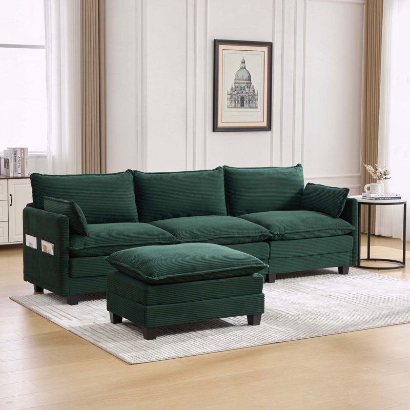 Canapé modulaire surdimensionné avec repose-pieds mobile, Emerald
