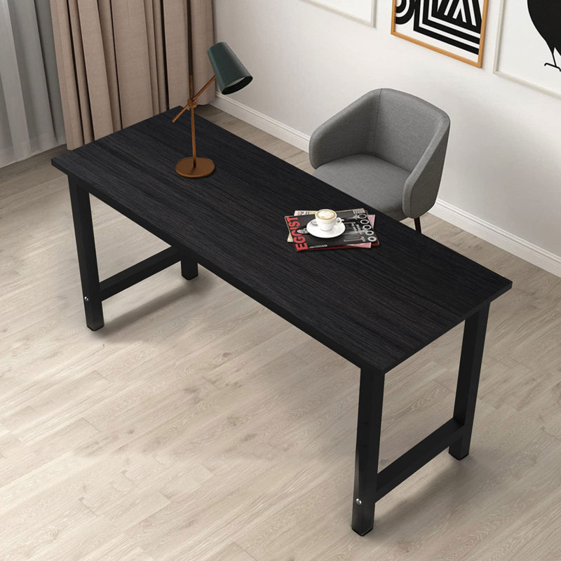 Computer Desk 63 Inch Large Office Desk Writing Study Table For Home Office Desk Workstation Wide Metal Sturdy Frame Thicker Steel Legs, Black