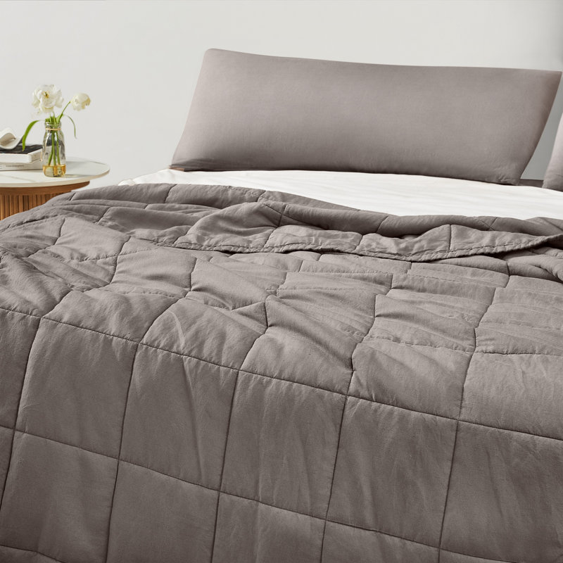 Édredon surdimensionné en lin et viscose Belge, Édredon grand, Brun