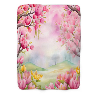 Vibrant Watercolor Blooms - 1 pièce Sherpa Premium