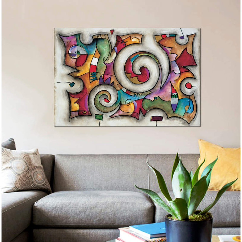 « quadra » par eric waugh, impression sur toile, H 26 po x l 40 po x P 1,5 po, Pas de tapis, Toile tendue
