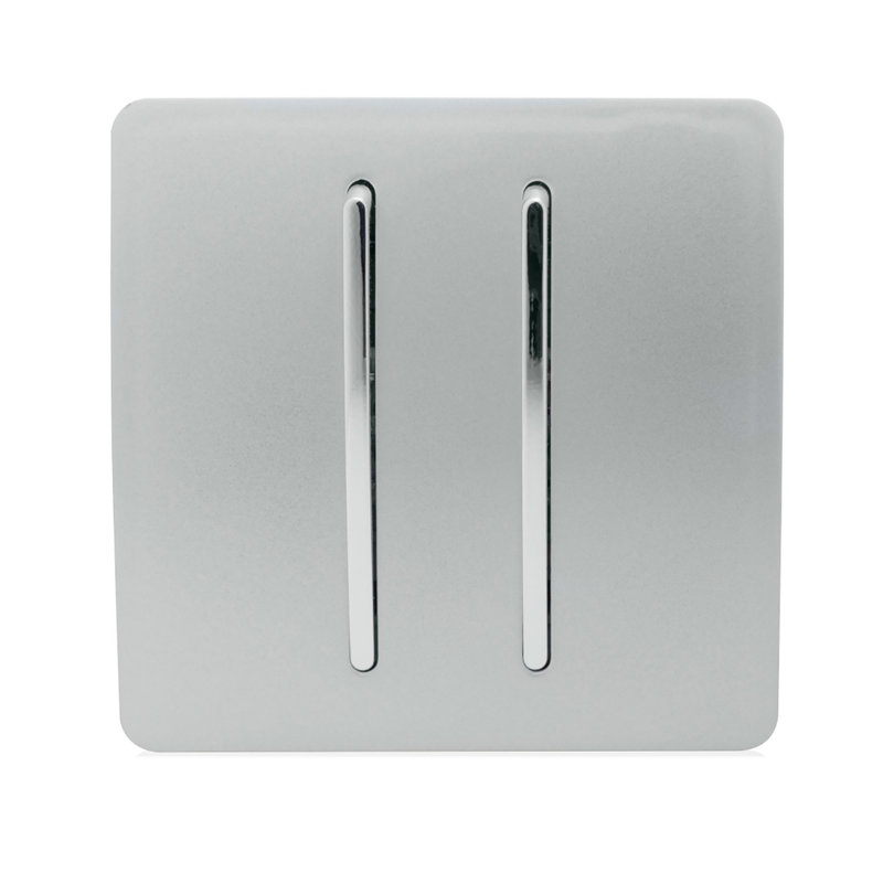 Trendi Switch 2 Gang 1 or 2 way Rocker Light Switch, Silver