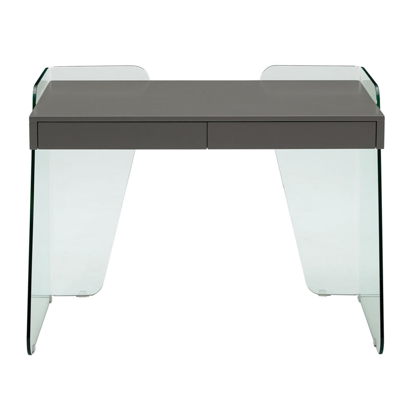 Bureau Shadin gris brillant avec rangement., Gris