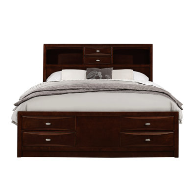 Luxurious Merlot Queen Bed With Innovative Storage Design For Ultimate Comfort
