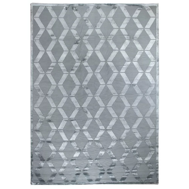 Metro-Velvet Geometric Area Rug in Blue