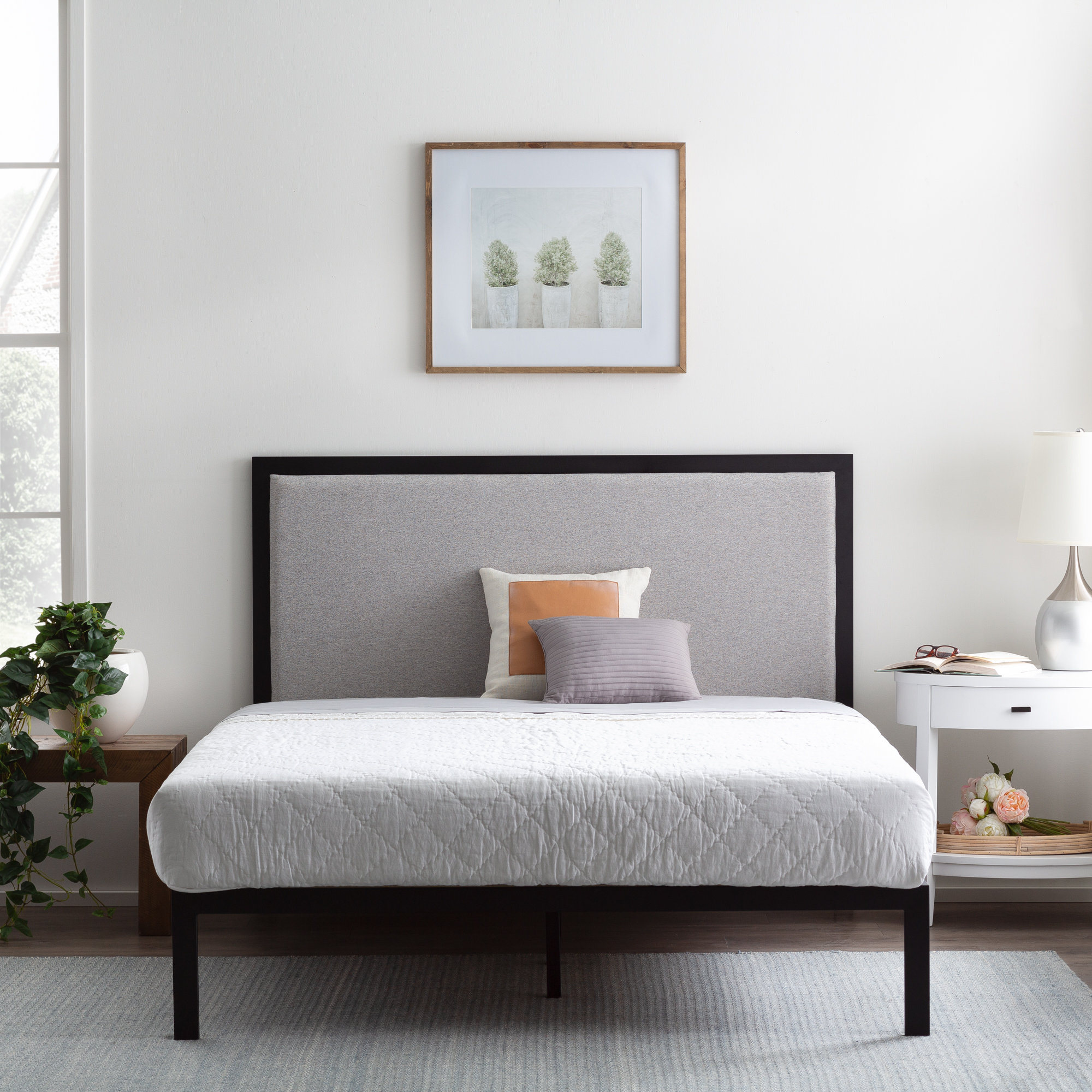 Zipcode Design™ Aquavia Metal Platform Bed Frame with Upholstered