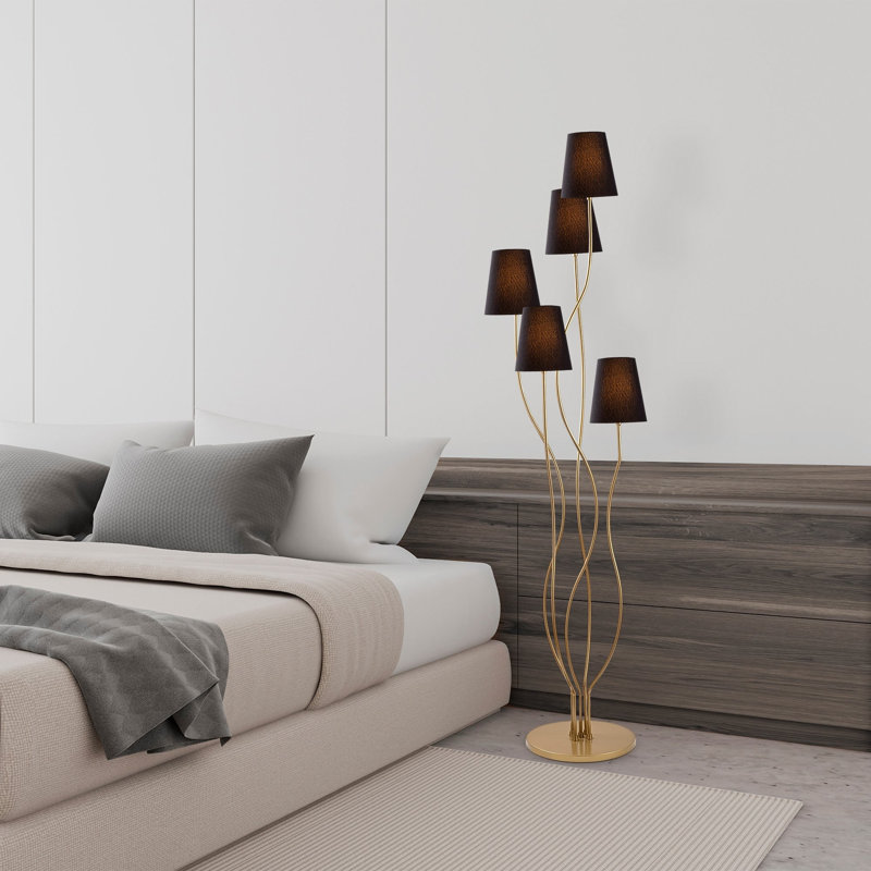 Giulio 17.29'' Black Tree Floor Lamp, Brown