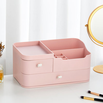Modern Pink Plastic Desktop Makeup Storage Organiser