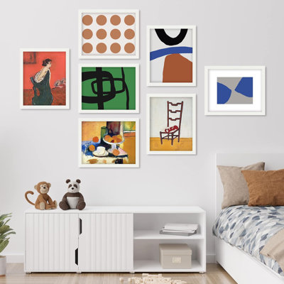 «Multicolor Classic Vintage Portrait Still Life Shape Abstract», impression géométrique encadrée sur papier, 7 pièces