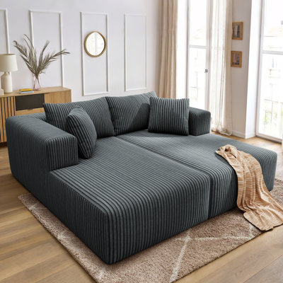 80.3" Oversized Double Lounge Chaise, Boneless Lounge Sofa Bed With 4 Pillows Cloud Loveseat Sleeper Couch For Indoor Living Room