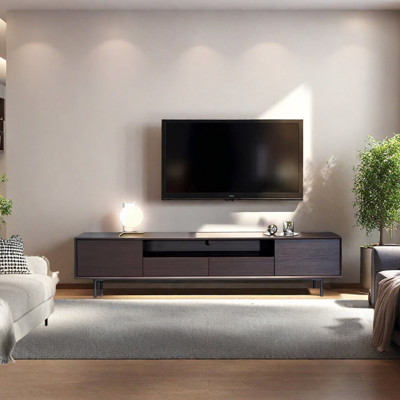 TV Stand with Open Shelf & Steel Legs, 15.74"H x 78.74"L x 15.74"W